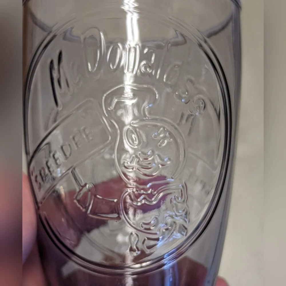 McDonald's Vintage Ad style glasses set of 2 purple and green